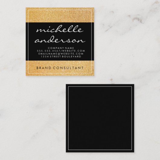 金ゴールドグリッターグラマー スクエア名刺 (正面/裏面)