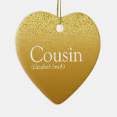 金ゴールドグリッターグラムお気に入りの最高ののいとこの定義 セラミックオーナメント (右)