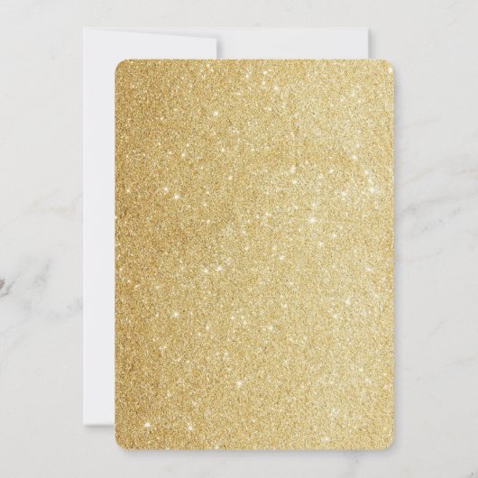 金ゴールドグリッターグラムアダルト21歳誕生日パーティー招待状 招待状 (裏面)