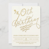 金ゴールドグリッターグラムアダルト30th誕生日パーティー招待状 招待状 (正面)