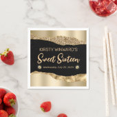 金ゴールドグリッターグラムエッジ&ダイアモンズスウィート16 スタンダードカクテルナプキン (インサイチュ)