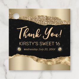 金ゴールドグリッターグラムエッジ&ダイアモンズスウィート16 フェイバータグ