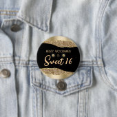 金ゴールドグリッターグラムエッジ&ダイアモンズスウィート16 缶バッジ (インサイチュ)