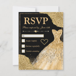 金ゴールドグリッターグラムエッジ&ドレススイート16 出欠カード