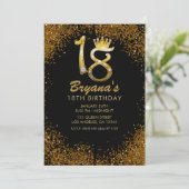 金ゴールドグリッターグラムクラウンきらきら光るダイヤモンド18th 18 招待状 (スタンド正面)