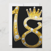 金ゴールドグリッターグラムクラウンきらきら光るダイヤモンド18th 18 招待状 (裏面)