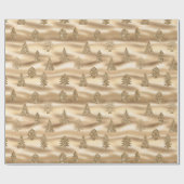 金ゴールドグリッターグラムクリスマスツリー ラッピングペーパー (フラット)