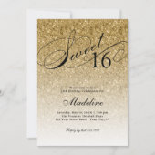 金ゴールドグリッターグラムスウィート16 招待状 (正面)