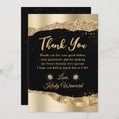 金ゴールドグリッターグラムティアーエッジSweet sixteen サンキューカード (正面/裏面)