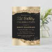 金ゴールドグリッターグラムティアーズエッズ21歳の誕生日 招待状 (スタンド正面)