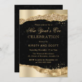 金ゴールドグリッターグラムティールエッズニューイヤーズイブ 招待状 (正面/裏面)
