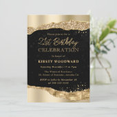 金ゴールドグリッターグラムティールエッズバースデーパーティー 招待状 (スタンド正面)