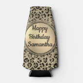 金ゴールドグリッターグラムヒョウパーソナライズされたプリント ボトルクーラー (正面)