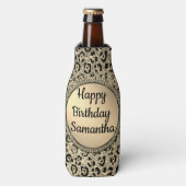 金ゴールドグリッターグラムヒョウパーソナライズされたプリント ボトルクーラー (ボトル正面)