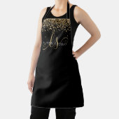 金ゴールドグリッターグラムモノグラム名 エプロン (インサイチュ)