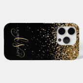 金ゴールドグリッターグラムモノグラム名 Case-Mate iPhoneケース (裏面 (横))