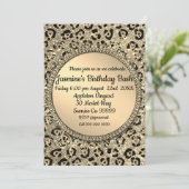 金ゴールドグリッターグラムレオパードプリント 招待状 (スタンド正面)