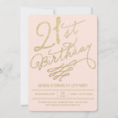 金ゴールドグリッターグラム赤面21st誕生日パーティー招待状 招待状 (正面)