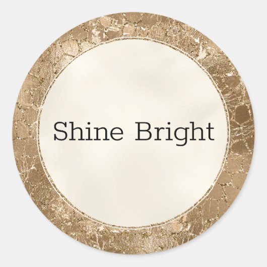 金ゴールドグリッターグリッツキリンプリント ラウンドシール (正面)