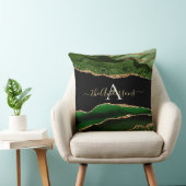 金ゴールドグリッターグリーンゲートGeodeモノグラム クッション (椅子)