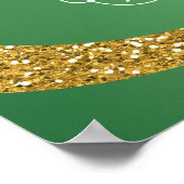 金ゴールドグリッターグリーンメタリック結婚ズ歓迎 ポスター (角)