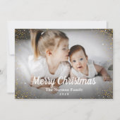 金ゴールドグリッターグリーンメリークリスマスフォト シーズンカード (正面)