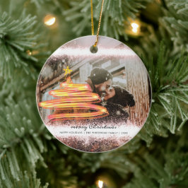 金ゴールドグリッターグロークリスマスツリースターフォト セラミックオーナメント