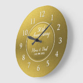 金ゴールドグリッターゴールデン50結婚周年記念 ラージ壁時計 (傾斜)