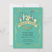 金ゴールドグリッターサクタスフィエスタリハーサルディナー 招待状 (正面)