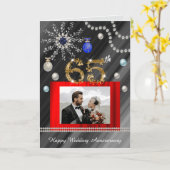 金ゴールドグリッターサファイヤ65結婚周年記念 カード (黄色い花)