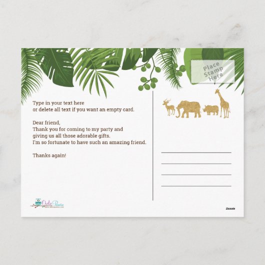 金ゴールドグリッターサファリアドベンチャーサンキューカード シーズンポストカード (裏面)