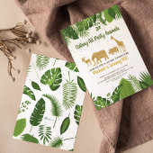 金ゴールドグリッターサファリアニマル誕生日 招待状