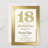金ゴールドグリッターサプライズ18th誕生日ディナーパーティー 招待状 (正面)