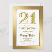 金ゴールドグリッターサプライズ21stバースデーディナーパーティー 招待状 (正面)