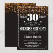 金ゴールドグリッターサプライズ30歳誕生日招待状 招待状 (正面/裏面)