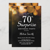 金ゴールドグリッターサプライズ70th誕生日招待状 招待状 (正面/裏面)