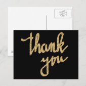 金ゴールドグリッターサンキュアユータイポグラフィスクリプト ポストカード (正面/裏面)