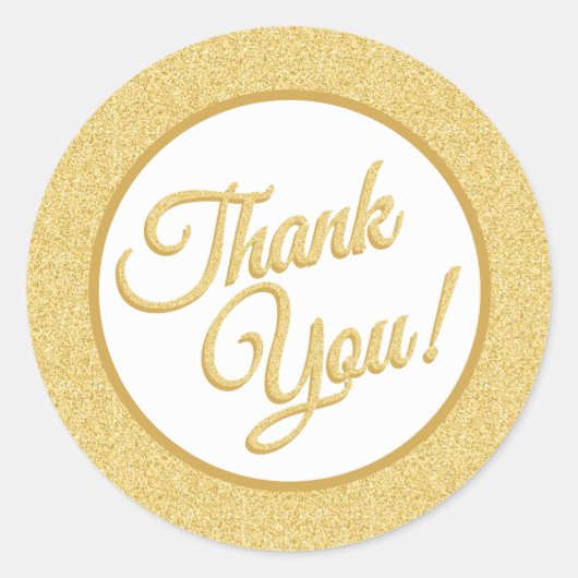 金ゴールドグリッターサンキューステッカー ラウンドシール (正面)