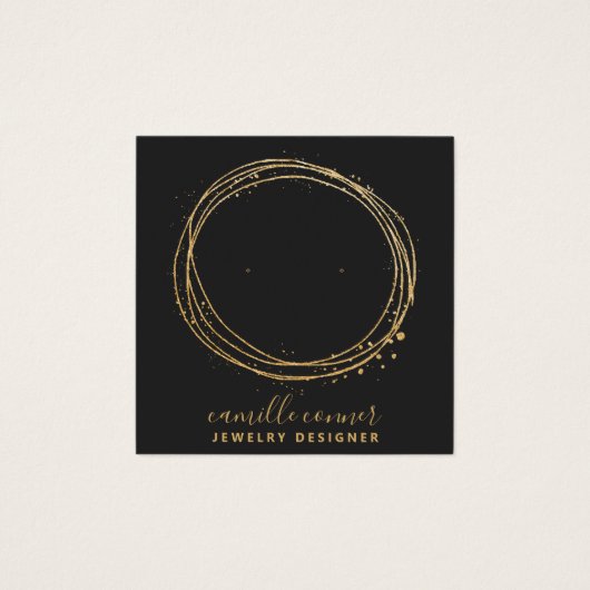 金ゴールドグリッターサークルジュエリーデザイナースタッドイヤリング (正面)