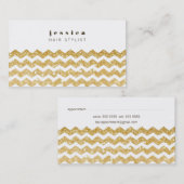 金ゴールドグリッターシェブロンモダン美容師カード 予約カード (正面/裏面)