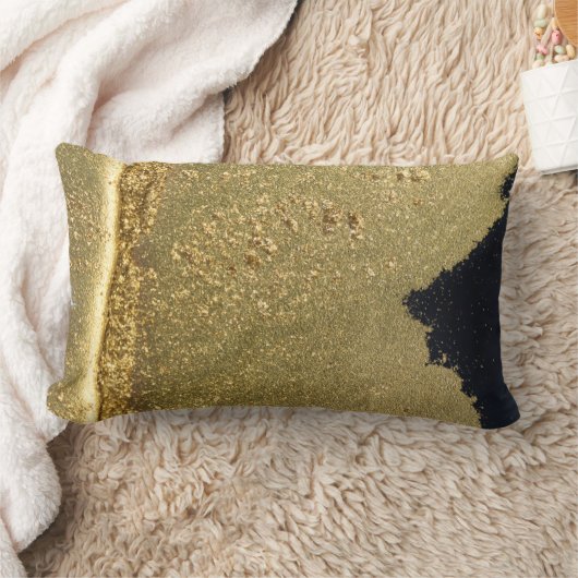 金ゴールドグリッターシェード抽象芸術腰枕 ランバークッション (ブランケット)