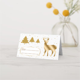 金ゴールドグリッターシカ&グリッターツリー座席表 プレイスカード