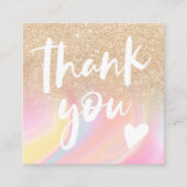 金ゴールドグリッターシックな虹大理石パステ感謝していル君 スクエア名刺 (正面)