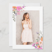 金ゴールドグリッターシックフローラ水の色の写真Sweet 16 招待状 (裏面)