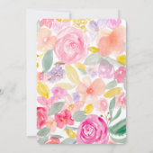 金ゴールドグリッターシックフローラ水カラーブライダルシャワー 招待状 (裏面)