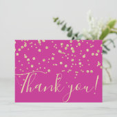 金ゴールドグリッターシック紙吹雪暗い赤紫色タイポグラフィ サンキューカード (スタンド正面)