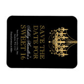 金ゴールドグリッターシャンデリアスウィート16日付を保存 マグネット (横)