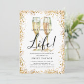 金ゴールドグリッターシャンパンバースデーパーティー 招待状 (スタンド正面)