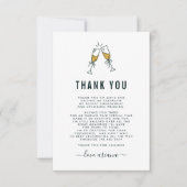 金ゴールドグリッターシャンパンブライダルシャワーサンキューユー サンキューカード (正面)