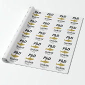 金ゴールドグリッターシャークPhD卒業 ラッピングペーパー (アンロールド)